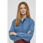 Bluza iz jeansa Dkny ženska - modra. Bluza iz kolekcije Dkny, izdelana iz jeansa. Model iz togega materiala, ki ohranja obliko.