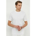 Bombažna kratka majica BOSS moški, bela barva - bež. Lahkotna majica iz kolekcije BOSS, izdelana iz tanke, elastične pletenine. Model iz visokokakovostnega in trajnostnega materiala.