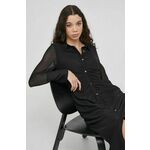 Obleka Dkny črna barva - črna. Obleka iz kolekcije Dkny. Model izdelan iz pletenine. Material z optimalno elastičnostjo zagotavlja popolno svobodo gibanja.
