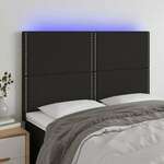 Greatstore LED posteljno vzglavje črno 144x5x118/128 cm blago
