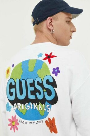 Pulover Guess Originals bela barva - bela. Pulover iz kolekcije Guess Originals
