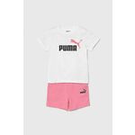 Otroški bombažni komplet Puma Minicats &amp; Shorts Set roza barva - roza. Komplet za dojenčka iz kolekcije Puma. Model izdelan iz pletenine s potiskom.