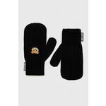 Volnene rokavice Moschino črna barva - črna. Rokavice iz kolekcije Moschino. Model izdelan iz enobarvne pletenine. Visoka vsebnost volne zagotavlja zaščito pred mrazom, dodatek poliamida pa povečuje trpežnost izdelka.
