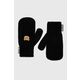 Volnene rokavice Moschino črna barva - črna. Rokavice iz kolekcije Moschino. Model izdelan iz enobarvne pletenine. Visoka vsebnost volne zagotavlja zaščito pred mrazom, dodatek poliamida pa povečuje trpežnost izdelka.