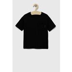 Otroška bombažna kratka majica Sisley črna barva - črna. Otroške lahkotna kratka majica iz kolekcije Sisley, izdelana iz pletenine, prijetne na optip. Model iz izjemno udobne bombažne tkanine.
