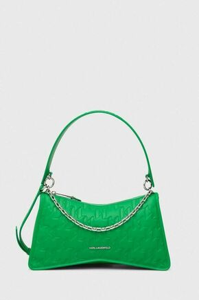 Torbica Karl Lagerfeld črna barva - zelena. Majhna torbica iz kolekcije Karl Lagerfeld. Model na zapenjanje
