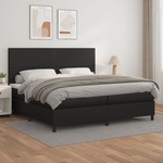 Box spring postelja z vzmetnico črna 200x200 cm umetno usnje - vidaXL - črna - 93,2 - 200 x 200 cm - vidaXL