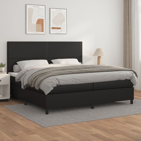 Box spring postelja z vzmetnico črna 200x200 cm umetno usnje - vidaXL - črna - 93