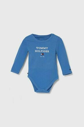 Otroški body Tommy Hilfiger - modra. Body za dojenčka iz kolekcije Tommy Hilfiger. Model izdelan iz udobne pletenine. Nežen material