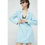 Obleka Abercrombie &amp; Fitch - modra. Obleka iz kolekcije Abercrombie &amp; Fitch. Oprijet model izdelan iz enobarvne tkanine.