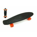 Teddies Skateboard - pennyboard 60 cm, nosilnost 90 kg, kovinske osi, črna barva, oranžna kolesa