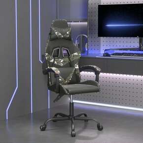 VidaXL Vrtljiv gaming stol črno in kamuflažno umetno usnje
