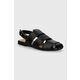 Usnjeni sandali JW Anderson Fisherman Sandal ženski, črna barva, ANW42215A - črna. Sandali iz kolekcije JW Anderson. Model je izdelan iz naravnega usnja. Model z usnjeno notranjostjo, ki je udobna za noge.