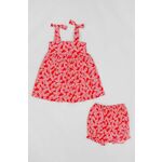 Otroška bombažna obleka zippy rdeča barva - rdeča. Obleka za dojenčke iz kolekcije zippy. Nabran model, izdelan iz vzorčaste pletenine.