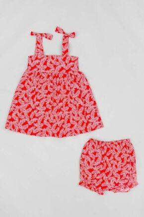Otroška bombažna obleka zippy rdeča barva - rdeča. Obleka za dojenčke iz kolekcije zippy. Nabran model