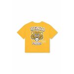 Otroška bombažna kratka majica Kenzo Kids rumena barva - rumena. Otroške kratka majica iz kolekcije Kenzo Kids. Model izdelan iz tanke, elastične pletenine. Model iz zračne bombažne tkanine.