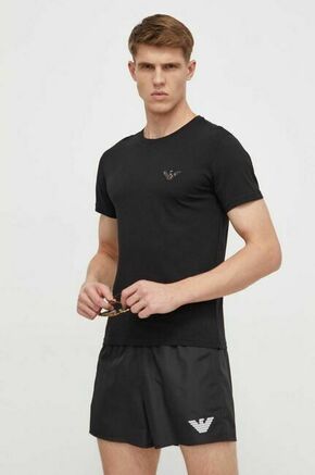 Bombažna kratka majica Emporio Armani Underwear črna barva - črna. Kratka majica za na plažo iz kolekcije Emporio Armani Underwear