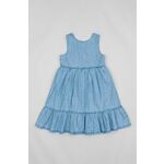 Otroška bombažna obleka zippy - modra. Otroški Obleka iz kolekcije zippy. Nabran model, izdelan iz enobarvne tkanine.