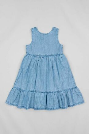 Otroška bombažna obleka zippy - modra. Otroški Obleka iz kolekcije zippy. Nabran model