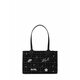 Torbica Karl Lagerfeld črna barva - črna. Srednje velika nakupovalna torbica iz kolekcije Karl Lagerfeld. Model na zapenjanje, izdelan iz kombinacije tekstilnega materiala in ekološkega usnja.