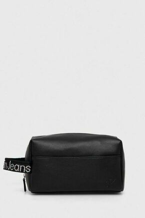 Kozmetična torbica Calvin Klein Jeans črna barva - črna. Majhna kozmetična torbica iz kolekcije Calvin Klein Jeans. Model izdelan iz ekološkega usnja.