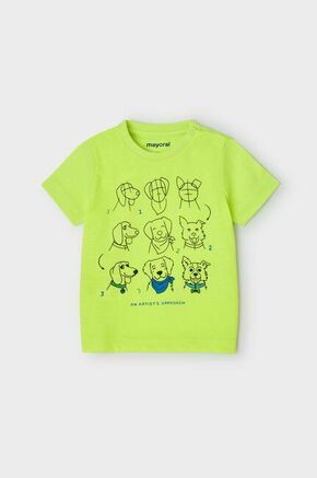Otroški bombažen t-shirt Mayoral zelena barva - zelena. Otroški T-shirt iz kolekcije Mayoral. Model izdelan iz tanke