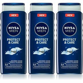 Nivea Men Protect &amp; Care gel za prhanje za moške 3 x 500 ml (ugodno pakiranje)
