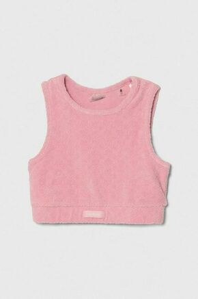 Otroški top Guess roza barva - roza. Otroške top iz kolekcije Guess. Model izdelan iz udobne pletenine. Model iz mehke in na otip prijetne tkanine.