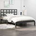 shumee Okvir za posteljo, siv, masivni les, 200 x 200 cm