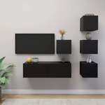 Vidaxl Komplet TV omaric 5-delni črna iverna plošča