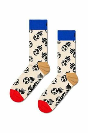 Nogavice Happy Socks Football Sock bež barva - bež. Nogavice iz kolekcije Happy Socks. Model izdelan iz elastičnega