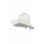 Otroški bombažni klobuk Jamiks KATRINE bela barva - bela. Otroški klobuk iz kolekcije Jamiks. Model s širokim robom, izdelan iz materiala z nalepko.