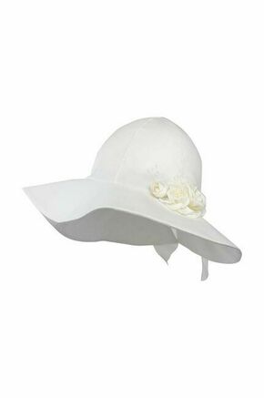 Otroški bombažni klobuk Jamiks KATRINE bela barva - bela. Otroški klobuk iz kolekcije Jamiks. Model s širokim robom