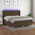 Box spring postelja z vzmetnico LED temno rjava 180x200cm blago - vidaXL - Rjava - 180 x 200 cm - vidaXL