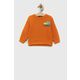 Bombažen pulover za dojenčka OVS oranžna barva - oranžna. Bluza za dojenčka iz kolekcije OVS. Model izdelan iz pletenine s potiskom.