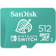 SANDISK microSDXC za Nintendo Switch 256 GB, do 100 MB/s branja, 90 MB/s pisanja, U3, C10, A1, UHS-1, SDSQXAO-512G-GNCZN