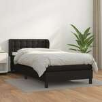 vidaXL Box spring postelja z vzmetnico črn 90x190 cm umetno usnje