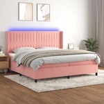 Box spring postelja z vzmetnico LED roza 200x200 cm žamet - vidaXL - roza - 93,99 - 200 x 200 cm - vidaXL
