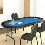 vidaXL Zložljiva poker miza za 10 igralcev modra 206x106x75 cm