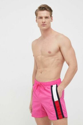 Kopalne kratke hlače Tommy Hilfiger roza barva - roza. Kopalne kratke hlače iz kolekcije Tommy Hilfiger. Model izdelan iz vzorčastega materiala.