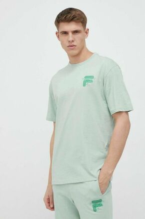 Bombažna kratka majica Fila turkizna barva - turkizna. Kratka majica iz kolekcije Fila. Model izdelan iz elastične pletenine. Visokokakovosten