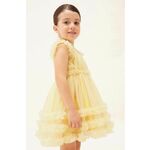 Otroška obleka Mayoral rumena barva - rumena. Otroška Obleka iz kolekcije Mayoral. Nabran model izdelan iz tilastega materiala.