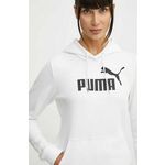 Pulover Puma ženska, bela barva, s kapuco - bela. Pulover s kapuco iz kolekcije Puma. Model izdelan iz pletenine s potiskom.