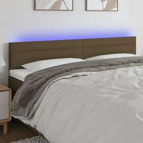 VidaXL LED posteljno vzglavje temno rjavo 160x5x78/88 cm blago