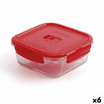 NEW Hermetična Škatla za Malico Luminarc Pure Box Rdeča 1,22 L Steklo (6 kosov)
