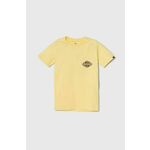 Otroška bombažna kratka majica Quiksilver RAINMAKERYTH rumena barva - rumena. Otroška kratka majica iz kolekcije Quiksilver, izdelana iz pletenine s potiskom. Model iz izjemno udobne bombažne tkanine.