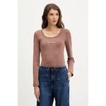 Majica z dolgimi rokavi Guess Jeans rjava W6RP24.KA0H1