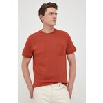 Bombažna kratka majica United Colors of Benetton rjava barva - rdeča. Kratka majica iz kolekcije United Colors of Benetton. Model izdelan iz enobarvne pletenine. Izjemno udoben material, izdelan iz naravnih vlaken.