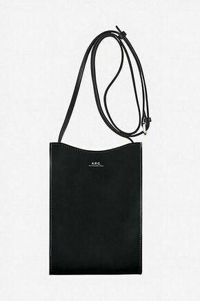 Usnjena torbica za okoli pasu A.P.C. črna barva - črna. Majhna torbica za okoli pasu iz kolekcije A.P.C. Model brez zapenjanja