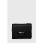 Denarnica HUGO ženska, črna barva, 50516933 - črna. Mala denarnica iz kolekcije HUGO. Model izdelan iz ekološkega usnja.